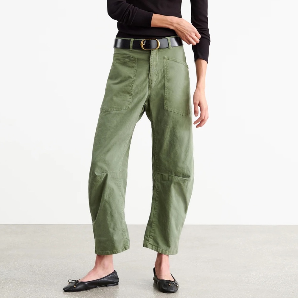 Nili Lotan Olive Shon Wide-Leg Utility Pants